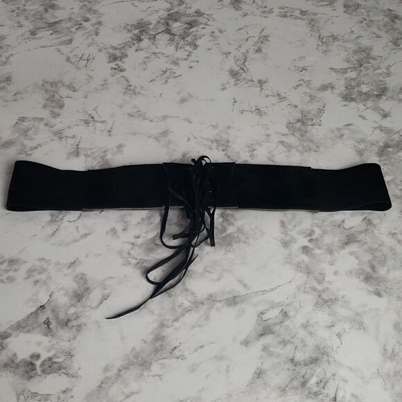 Black Faux Suede Bohemian Style Belt‎